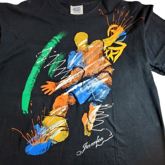 Vintage Y2K Buda Bean custom painted Lebron James basketball shirt men's sz XXL - Picture 2 of 8